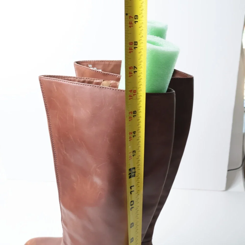 Talbots Womens Brown Leather Knee High Riding Boots Size 9 B Made in Brazil